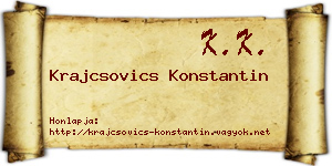 Krajcsovics Konstantin névjegykártya